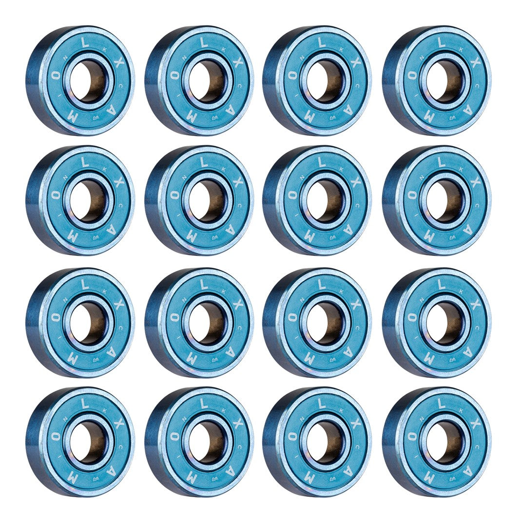 Wicked Nick Lomax Skate Bearings Blue 608 8mm Light Blue Dark Blue 16 Pack - Lucky Skates