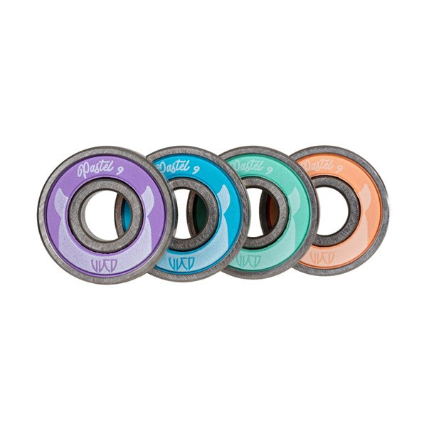 Wicked Pastel Abec 9 8mm Skate Bearings Purple Blue Teal Peach - 16 Pack - Lucky Skates
