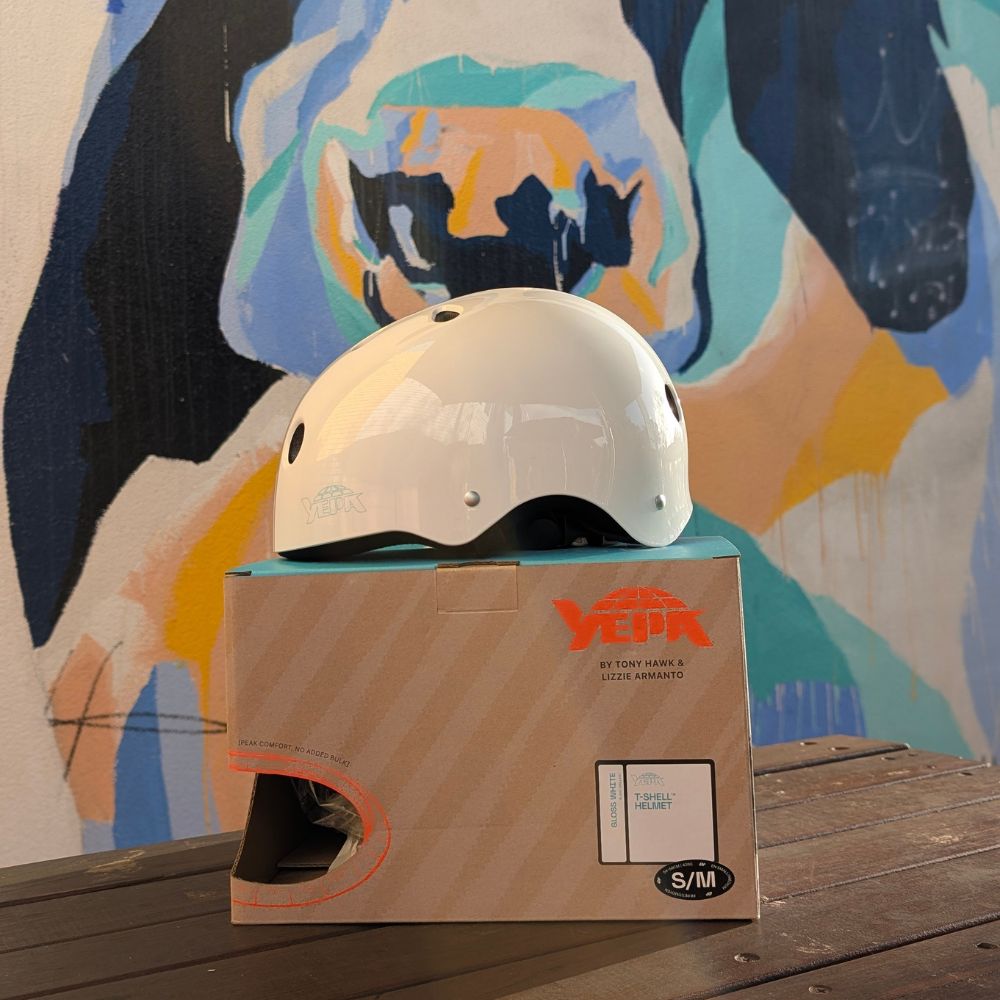 Yepa T-Shell Certified Skate Helmet Gloss White Dual Sizing - Lucky Skates 
