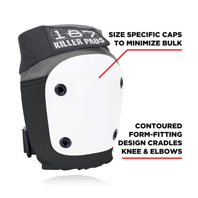 187 black and grey knee pads with white caps