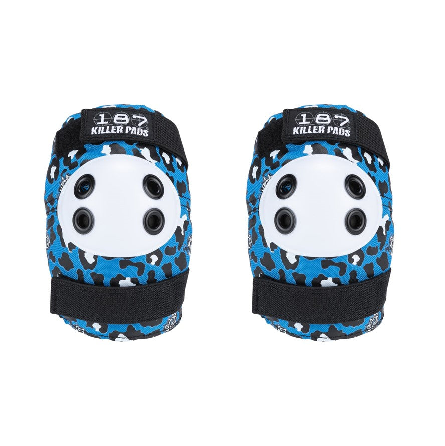 kids junior blue leopard elbow pads 