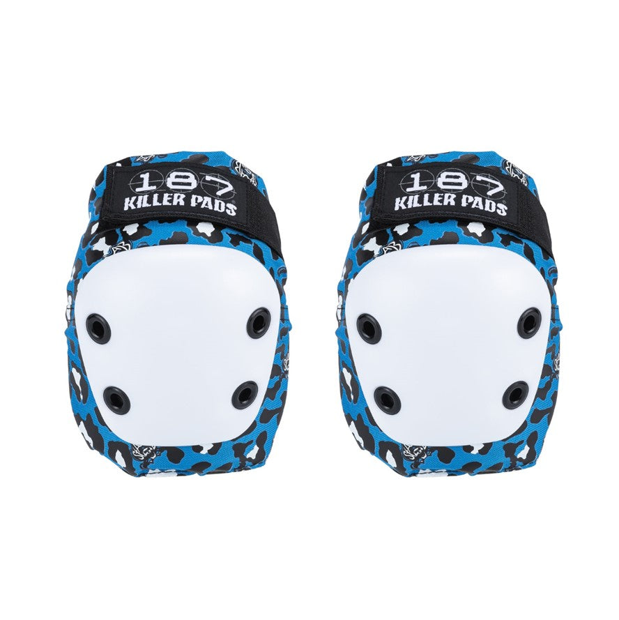 kids junior blue leopard knee pads 