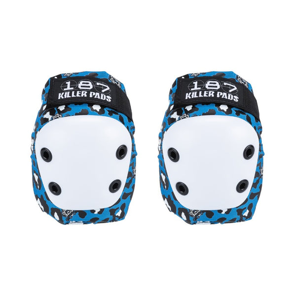 kids junior blue leopard knee pads 