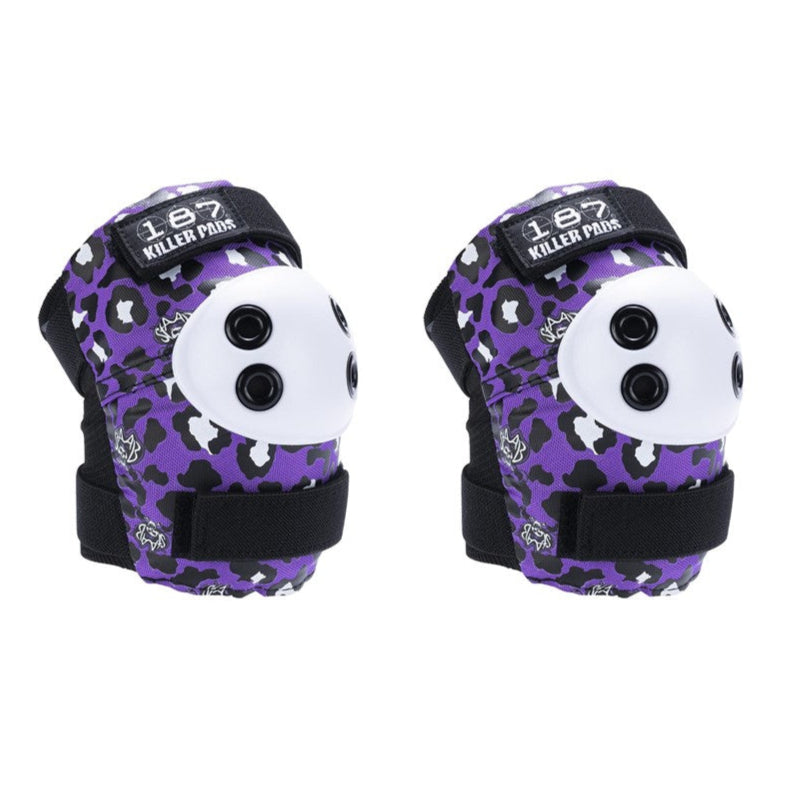 187 Killer Junior Pad Set Purple Leopard  Elbow Pads - Lucky Skates