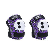 junior kids purple leopard print elbow pads with white caps