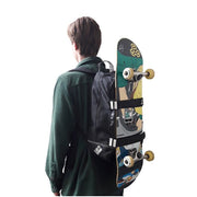 187 backpack with skateboard strapped on