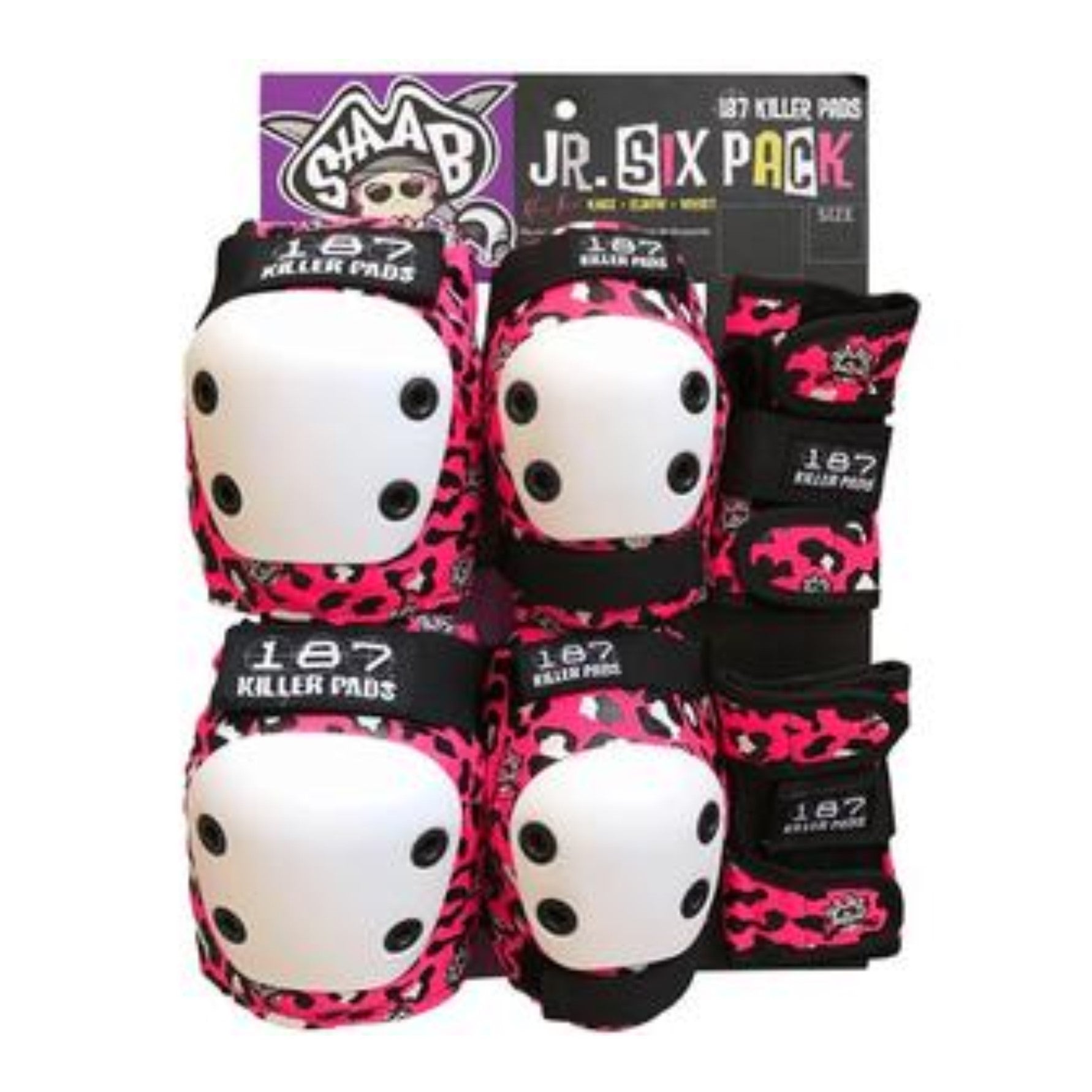 187 Killer Junior Pad Set Pink Leopard - Lucky Skates