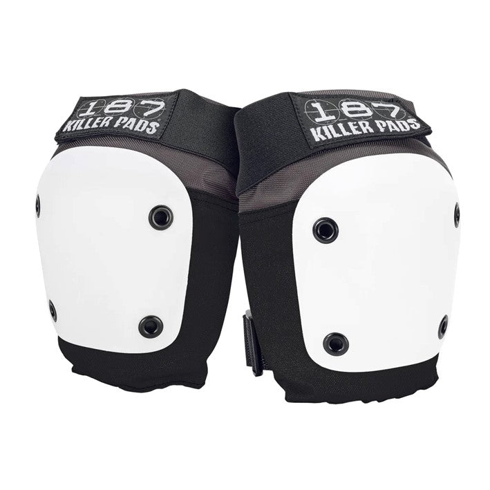 grey white knee guards 