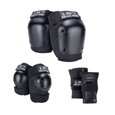 black knee pads elbow pads and wrist guards 