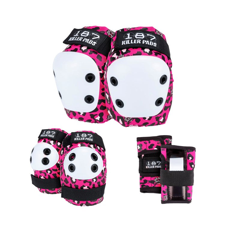 187 Killer Junior Pad Set Pink Leopard - Lucky Skates