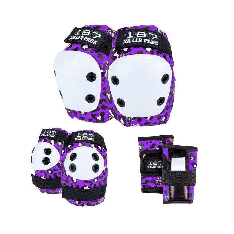 187 Killer Junior Pad Set Purple Leopard - Lucky Skates