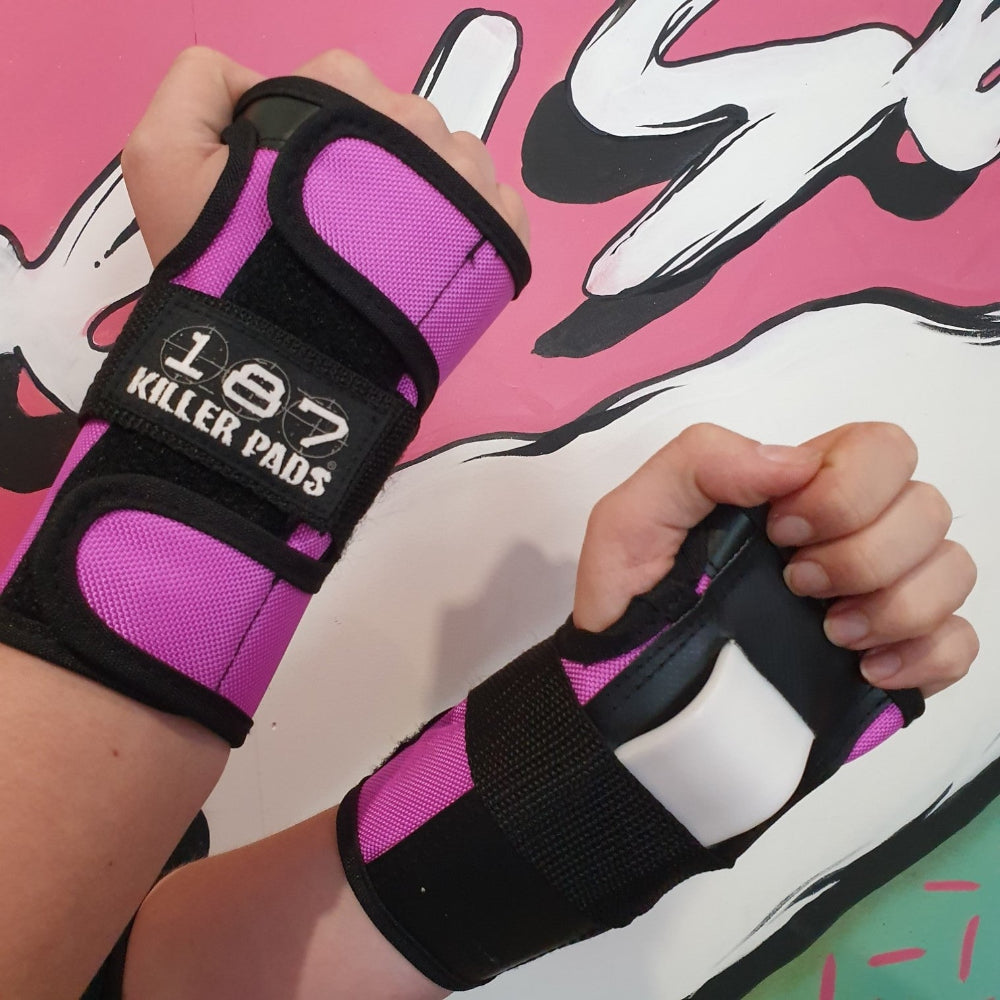 187 Killer Wrist Guard Pink and Teal - Lucky Skates