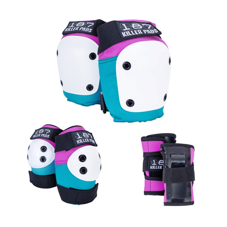 187 Killer Six Pack Junior Pink and Teal - Lucky Skates