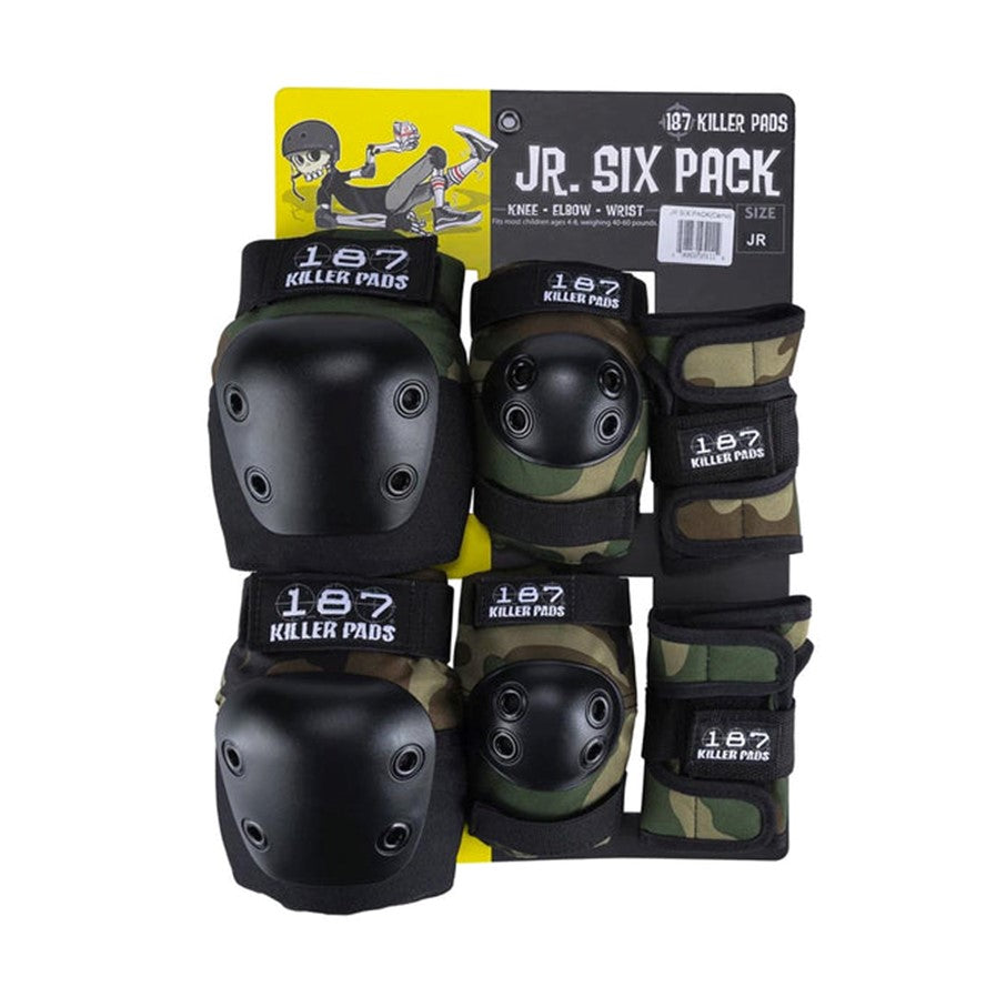 kids junior skate padding camo set, knee pads, elbow pads, wrist guards 