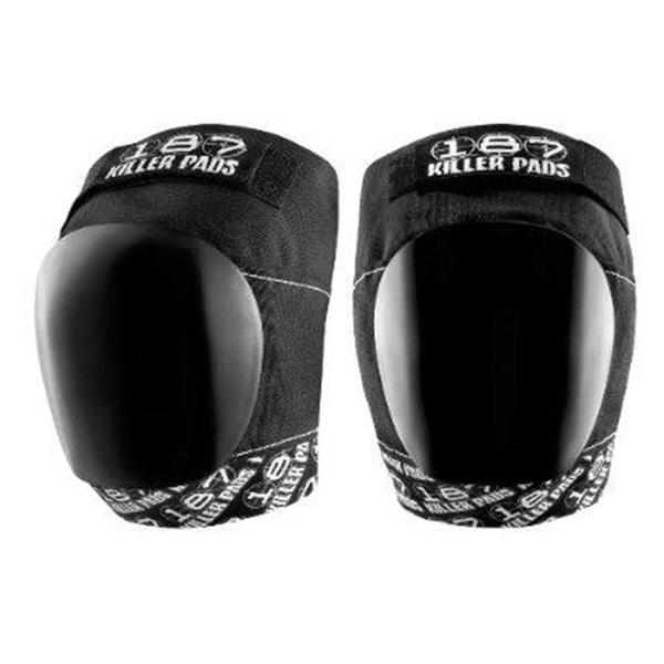 black knee pads, killer 187 white print on bottom 