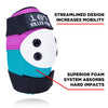 187 pink and teal elbow pads with white caps