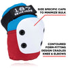 187 blue and red knee pad with white caps