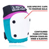 187  pink and teal knee pad with white caps