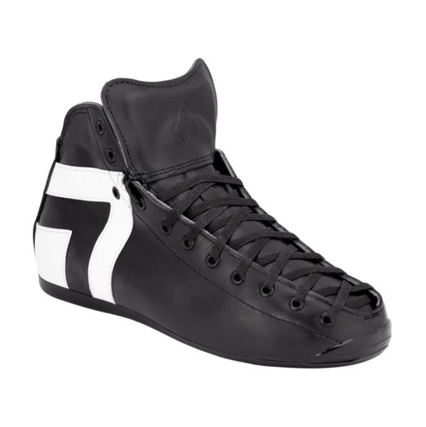 black white high top roller skate 