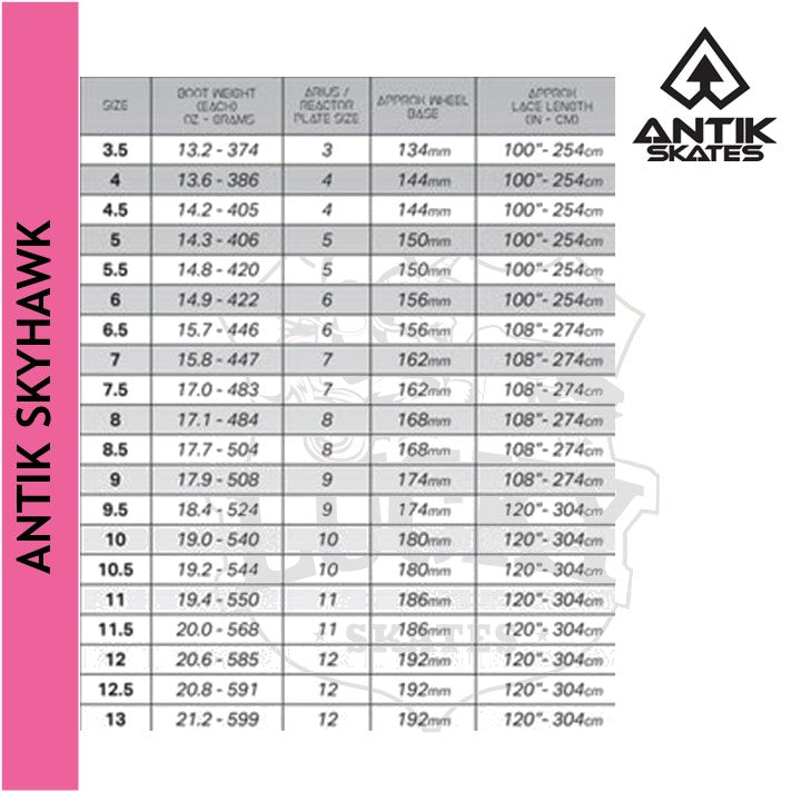 size chart for antik skyhawk