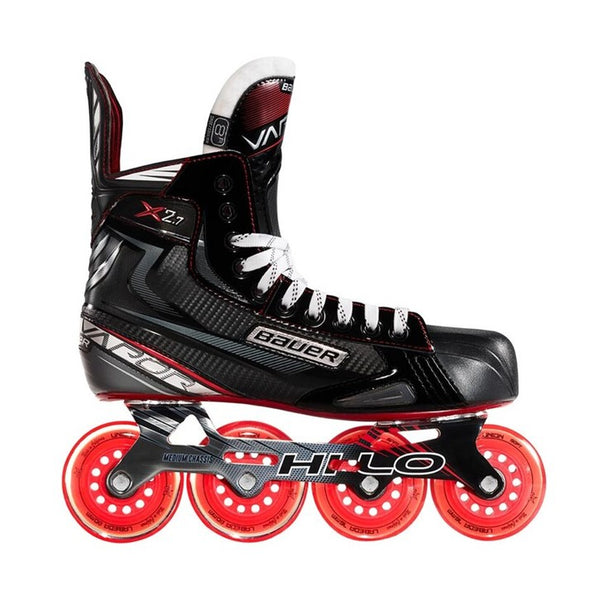red 'bauer vapor' inline hockey junior kids inline skates red union wheels 