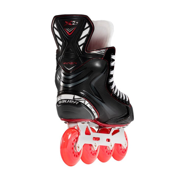 red 'bauer vapor' inline hockey junior kids inline skates red union wheels 