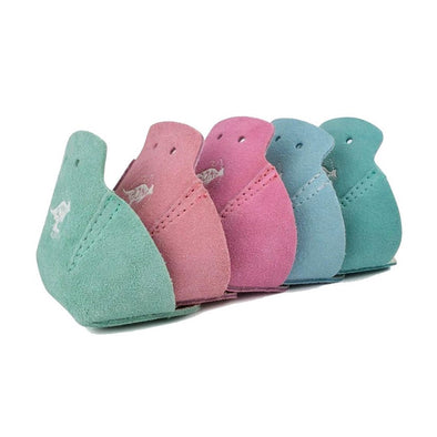 pastel coloured rollerskate toe guards, teal, baby pink, dark pink, blue aqua