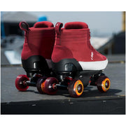 maroon skate park roller skate grindblock wide trucks adjustable toe stop firebolt wheels