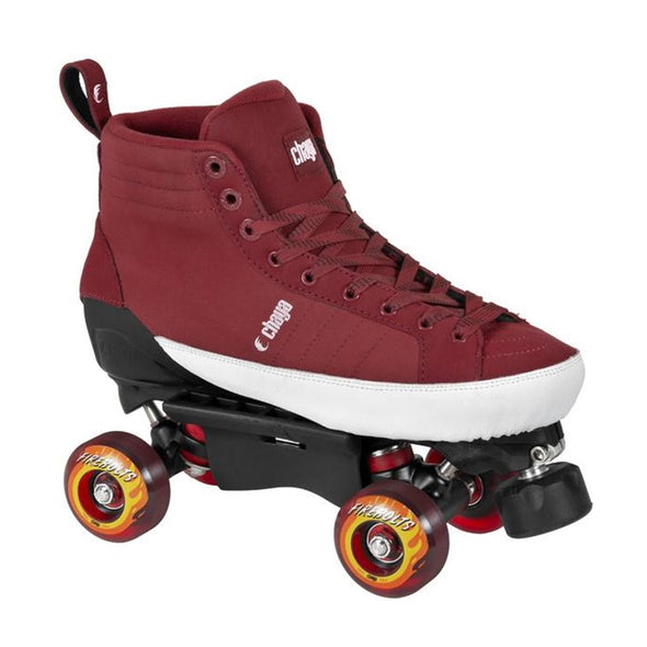 maroon skate park roller skate grindblock wide trucks adjustable toe stop firebolt wheels