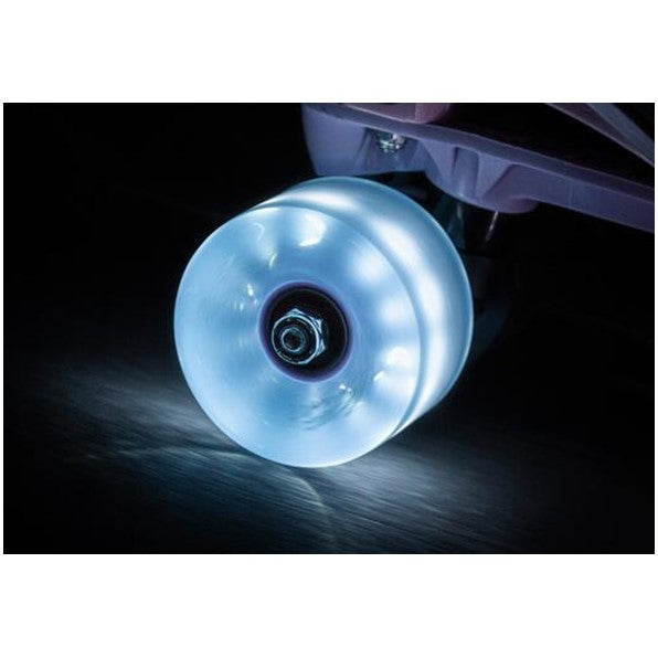 chaya blue led light up quad roller skate wheels on skate