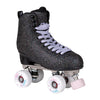 black glitter high top roller skates with white sugar rush wheels 
