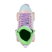 top view chaya pastel high top roller skates purple laces