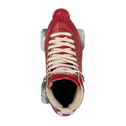 top view chaya red high top roller skates cream laces