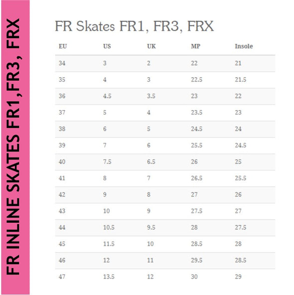 fr fr1 fr3 frx size chart lucky skates 