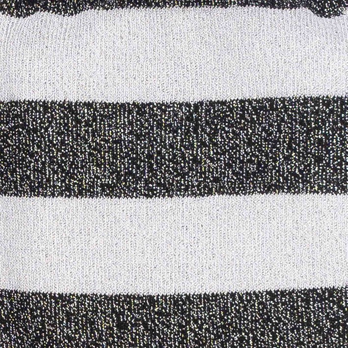  WHITE AND BLACK GLITTER STRIPE CREW SOCK