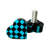 teal back checkered roller skate heart toe stop 