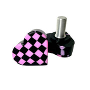 pink black checkered toe stops 