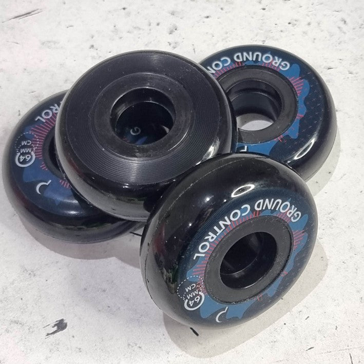 Ground Control CM Turbulence Black Inline Wheels 64mm 92A - 4 Pack - Lucky Skates