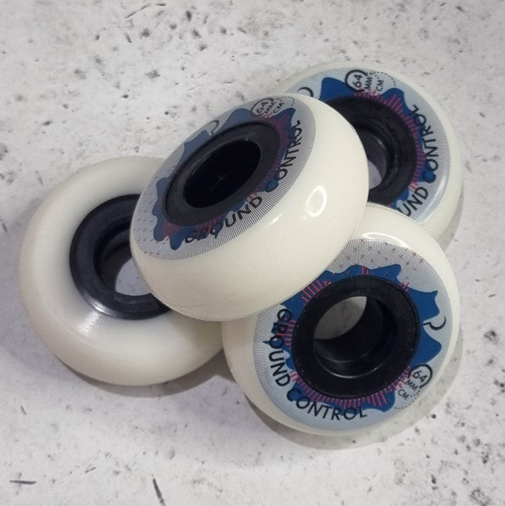 Ground Control CM Turbulence White Inline Wheels 64mm 92A  - 4 Pack - Lucky Skates