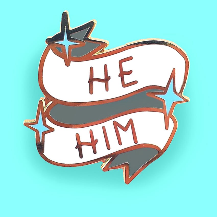 He/Him Pronoun Pin - Lucky Skates