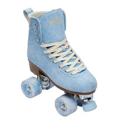 pastel blue leather suede high top rollerskates 