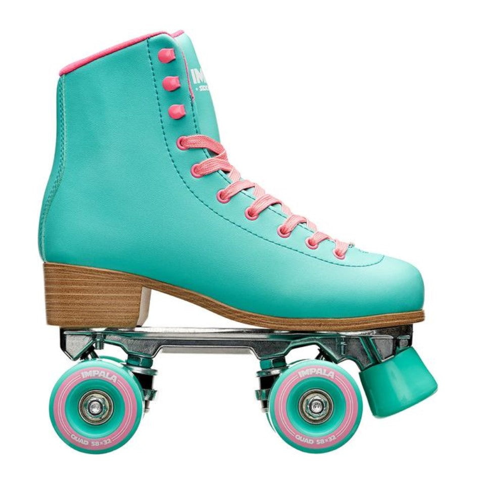 high top retro teal rollerskates