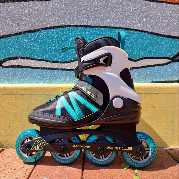 K2 Kinetic 80 W Black Turquoise Inline Skates *Last Pair* US 7/EU 37