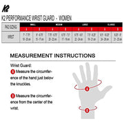 WRIST GUARDS K2 SIZE CHART 