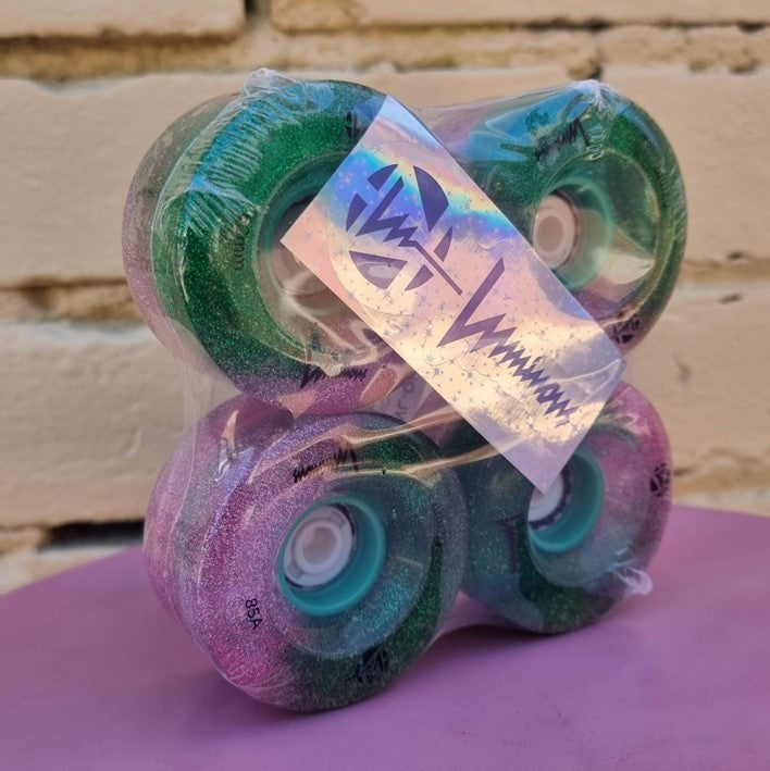 green pink glitter light up roller skate wheels