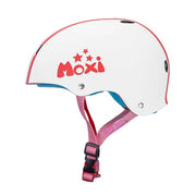 WHITE SKATE HELMET MOXI WITH RED BLUE PINK STRIPE