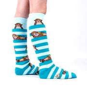 KNEE HIGH STRIPED BLUE SOCKS OTTERS 