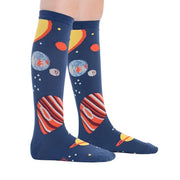 BLUE KNEE HIGH SOCKS WITH PLANET PATTERN