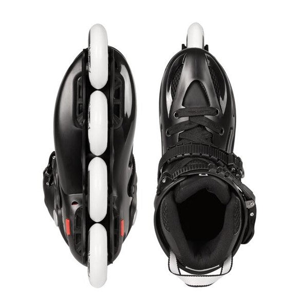 BLACK URBAN INLINE SKATES WITH WHITE WHEELS 