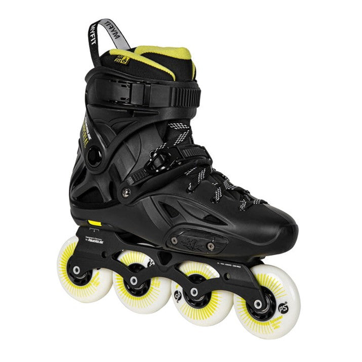 black yellow urban inline skates 